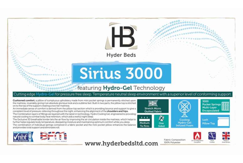 Hyder Black Sirius Comfort Gel 3000 Mattress
