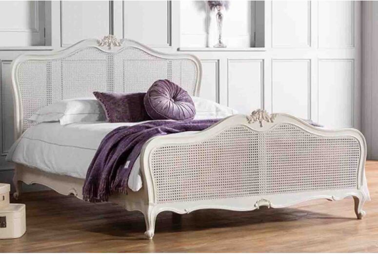 Frank Hudson Living Chic Vanilla with Cane Detailing Bed Frame