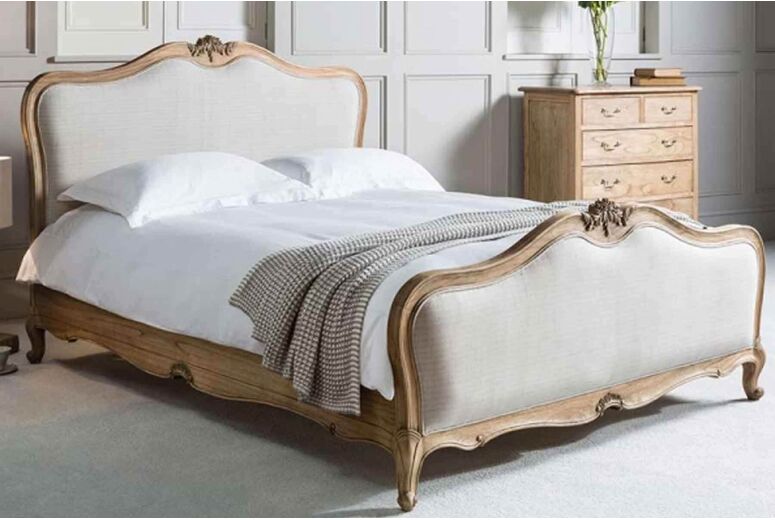 Frank Hudson Living Chic Weathered with Fabric Detailing Bed Frame