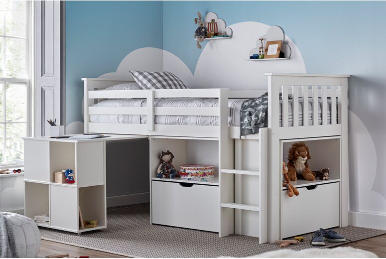 Bedmaster Milo White Sleep Station Desk Storage Bed