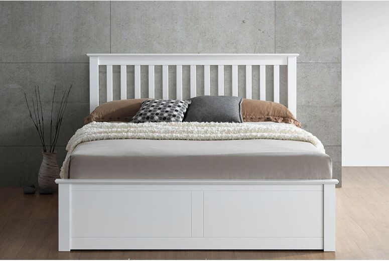 Bedmaster Malmo White Wooden Ottoman Bed