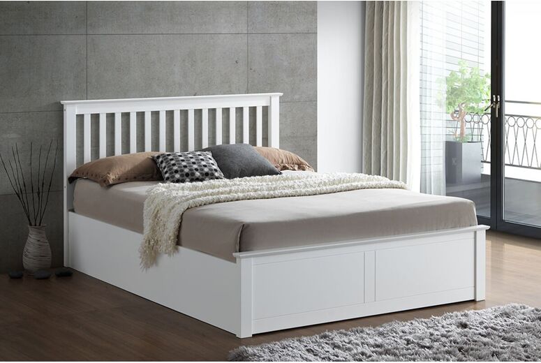 Bedmaster Malmo White Wooden Ottoman Bed