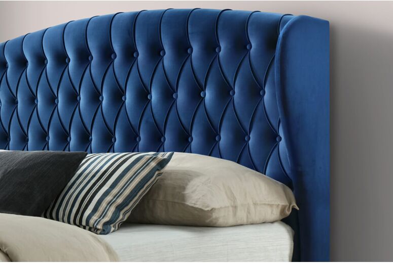 Bedmaster Warwick Blue Velvet Ottoman Bed