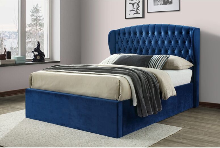 Bedmaster Warwick Blue Velvet Ottoman Bed