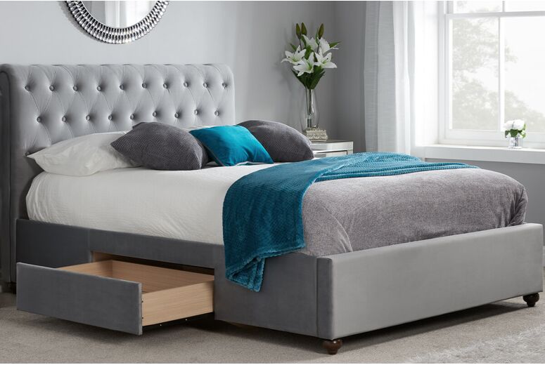 Birlea Marlow Grey Velvet Fabric Bed