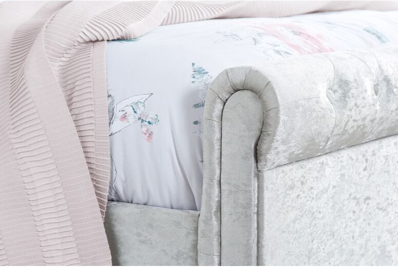 Birlea Sienna Steel Crushed Velvet Fabric Bed
