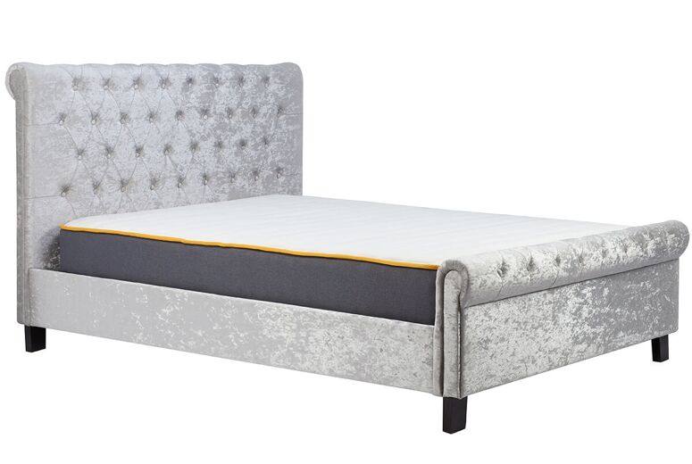 Birlea Sienna Steel Crushed Velvet Fabric Bed