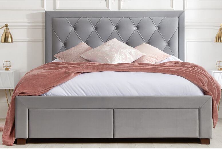 Birlea Woodbury Grey Velvet Fabric Bed