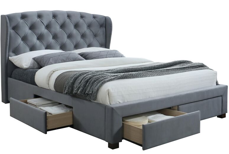 Birlea Hope Grey Velvet Fabric Bed