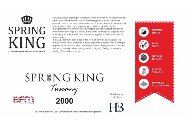 Spring King Pocket Tuscany 2000 Natural Mattress + Premium Divan Bed