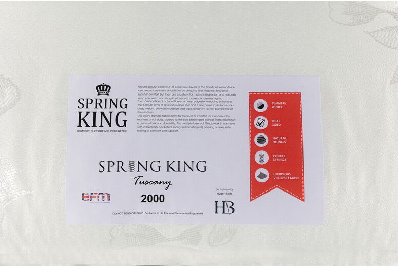 Spring King Pocket Tuscany 2000 Natural Mattress + Premium Divan Bed