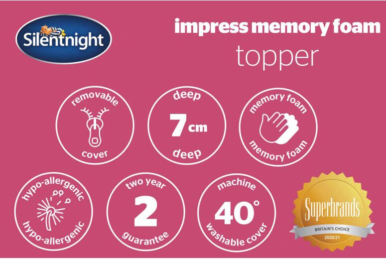 Silentnight Impress Memory Foam Mattress Topper – 7cm